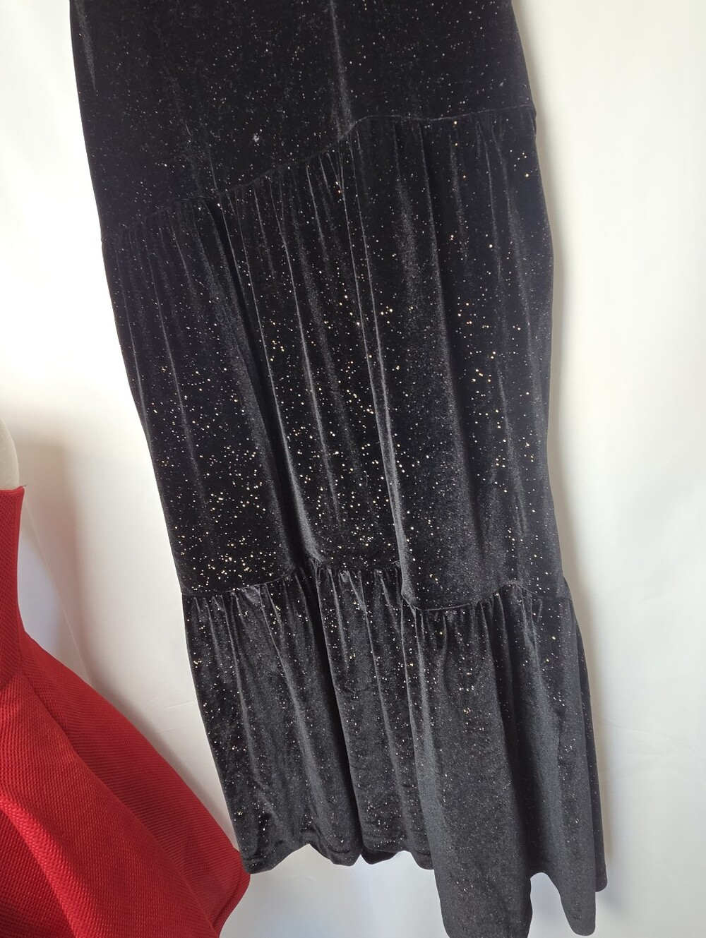 J. Crew Black Velvet Shimmer Tiered Midi Dress - Picture 8 of 12